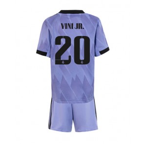 Real Madrid Vinicius Junior #20 kläder Barn 2022-23 Bortatröja Kortärmad (+ korta byxor)